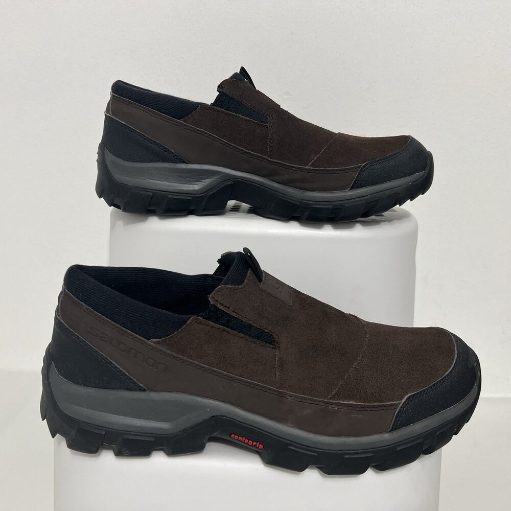 Salomon Men’s Size 10.5 Contagrip Brown Slip On Water Resistant Hiking Comfort